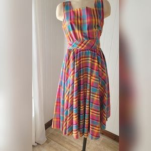 Vintage Leslie Lucks colorful plaid dress  size 8